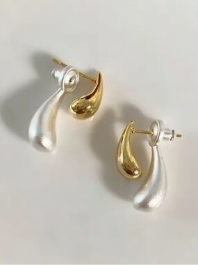 NEW Earrings Double Drop Front Back Two Tone Mixed Metals Gold Silver AP28